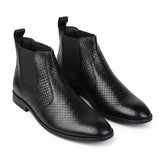 Hayes London | Griffin Chelsea Boots – Black Textured Genuine Leather Men’s Shoes