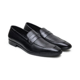 Hayes London | Windsor Black Formal Penny Loafers for Men – Genuine Leather Dotted Slip-On Shoes for Office & Party Wear