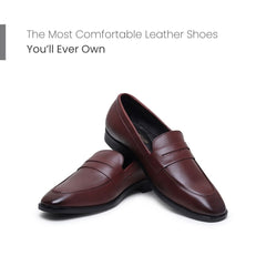 Hayes London | Belmonte Brown Formal Penny Loafers for Men – Genuine Leather Slip-On Shoes for Office & Party Wear