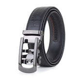 Hayes London | Atlas Auto-Lock No-Hole Genuine Leather Belt for Men – Micro-adjustable Smart Belt for Formal & Casual Wear (Croco Black)