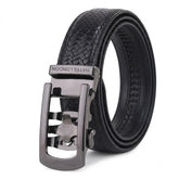 Hayes London | Cosmos Black Genuine Leather Auto-Lock Belt for Men – Grey Buckle, Micro-Adjustable Fit