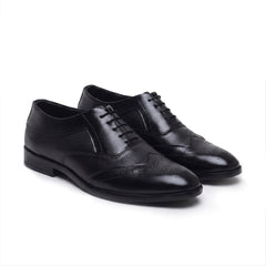 Hayes London | Monarch Wingtip Brogues – Black Perforated Genuine Leather Men’s Shoes