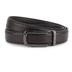 Hayes London | Nebula Brown Genuine Leather Auto-Lock Belt for Men – Grey Buckle, Micro-Adjustable Fit