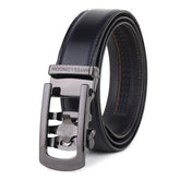 Hayes London | Nova Auto-Lock No-Hole Genuine Leather Belt for Men – Micro-adjustable Smart Belt for Formal & Casual Wear (Plain Black Leather & Grey Buckle)