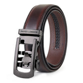 Hayes London | Nova Brown Genuine Leather Auto-Lock Belt for Men – Grey Buckle, Micro-Adjustable Fit