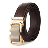 Hayes London | Vanguard Auto-Lock No-Hole Genuine Leather Belt for Men – Micro-Adjustable Smart Ratchet Belt for Formal, Office & Casual Wear (Plain Brown Leather & Gold Buckle)