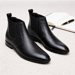 Hayes London | Griffin Chelsea Boots – Black Textured Genuine Leather Men’s Shoes