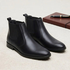 Hayes London | Strider Chelsea Boots – Black Plain Genuine Leather Men’s Shoes