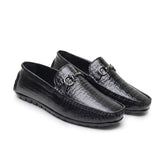 Hayes London | Torque Driving Loafers – Black Woven Embossed Genuine Leather Men’s Shoes