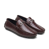 Hayes London | Torque Driving Loafers – Brown Woven Embossed Genuine Leather Men’s Shoes