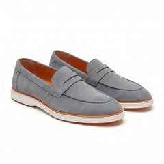 Velour Ash Grey - Italian Suede Leather Casual Loafer Shoes for Men – Smart, Breathable Summer-Walk Loafers