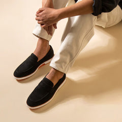 Hayes London | Velour Black - Italian Suede Leather Casual Loafer Shoes for Men – Smart, Breathable Summer-Walk Loafers