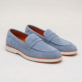 Velour Ice Blue - Italian Suede Leather Casual Loafer Shoes for Men – Smart, Breathable Summer-Walk Loafers