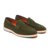 Hayes London | Velour Olive Green - Italian Suede Leather Casual Loafer Shoes for Men – Smart, Breathable Summer-Walk Loafers