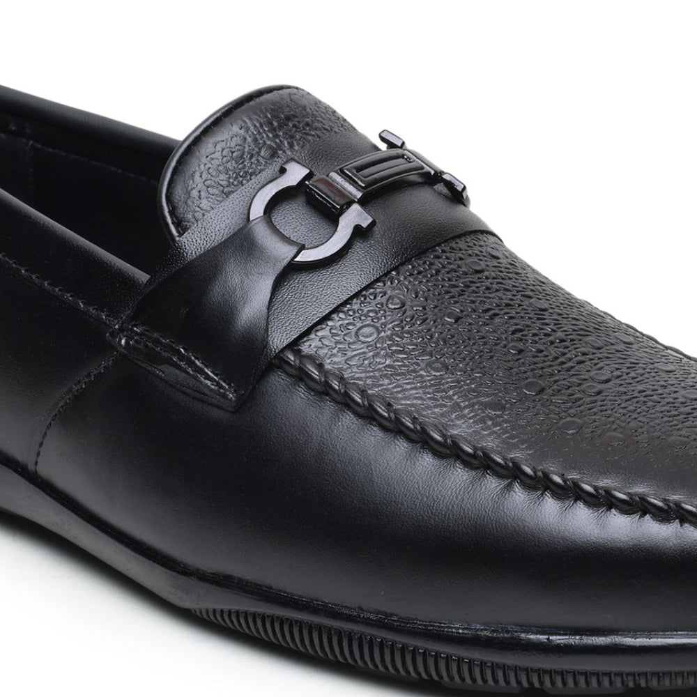 Hayes London | Falcon Horsebit Loafers – Black Pebbled Genuine Leather Men’s Shoes