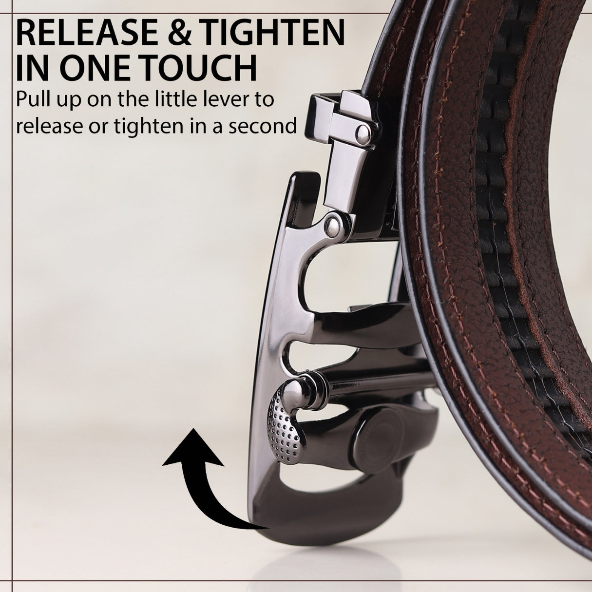 Hayes London | Auto-Lock Genuine Leather Brown Belt for Men | Premium Micro-Adjustable No-Hole Belt (Leather Texture: Plain)