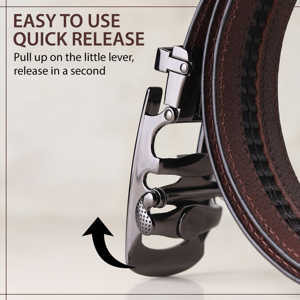 Hayes London | Auto-Lock Genuine Leather Black Belt for Men | Premium Micro-Adjustable No-Hole Belt (Leather Texture: Croco)