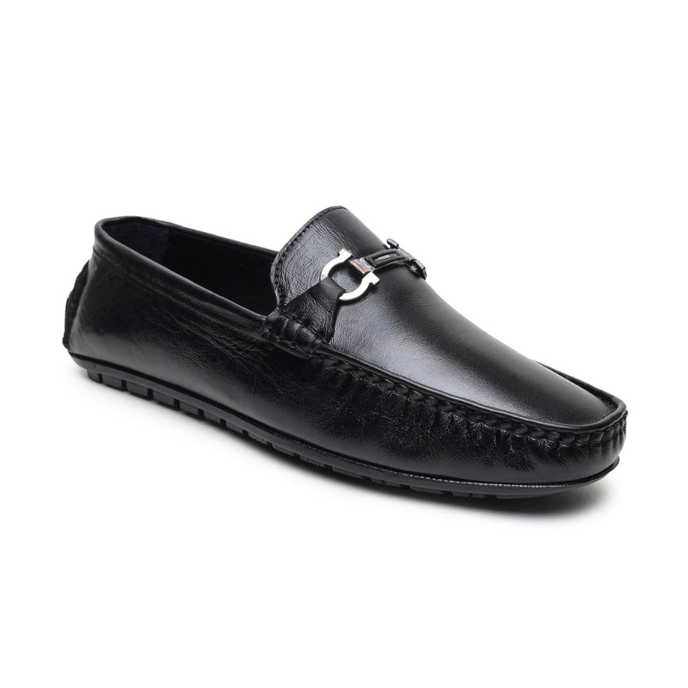Hayes London | Belfort Driving Loafers – Black Plain Genuine Leather Men’s Shoes