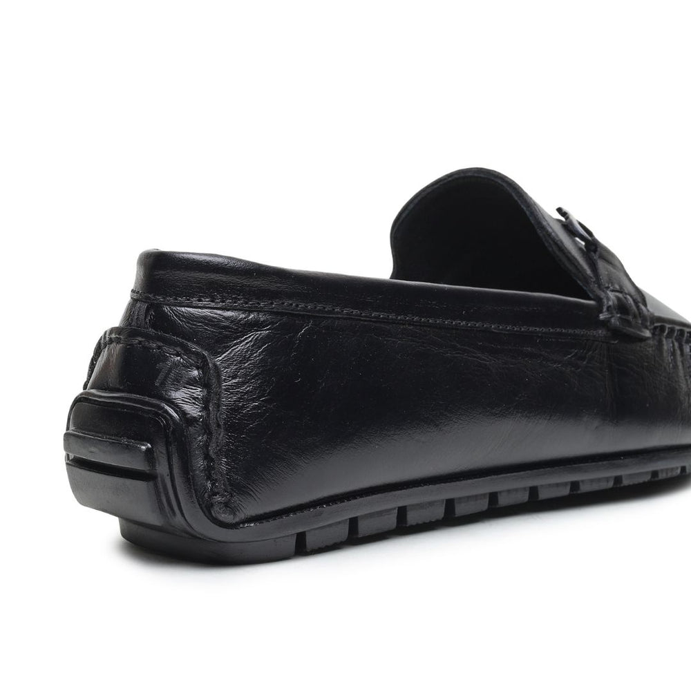 Hayes London | Belfort Driving Loafers – Black Plain Genuine Leather Men’s Shoes
