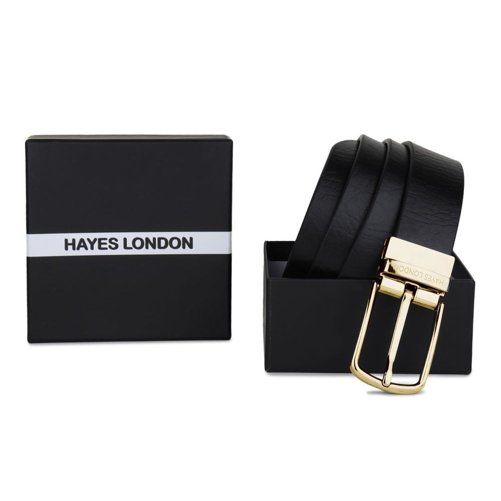 Hayes London | Reversible Black & Brown Genuine Leather Belt For Men (Leather Texture: Wild)