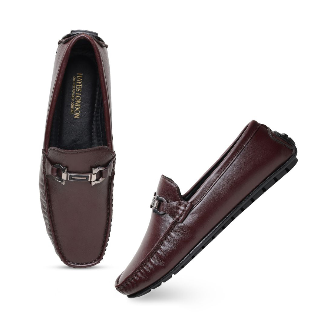 Hayes London | Belfort Driving Loafers – Brown Plain Genuine Leather Men’s Shoes