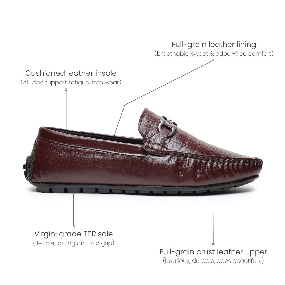 Hayes London | Cruze Driving Loafers – Brown Croco Genuine Leather Men’s Shoes