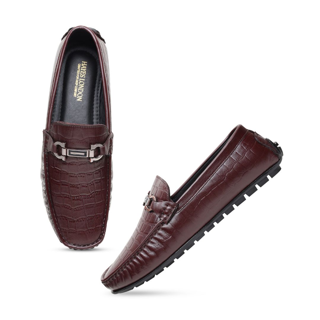 Hayes London | Cruze Driving Loafers – Brown Croco Genuine Leather Men’s Shoes