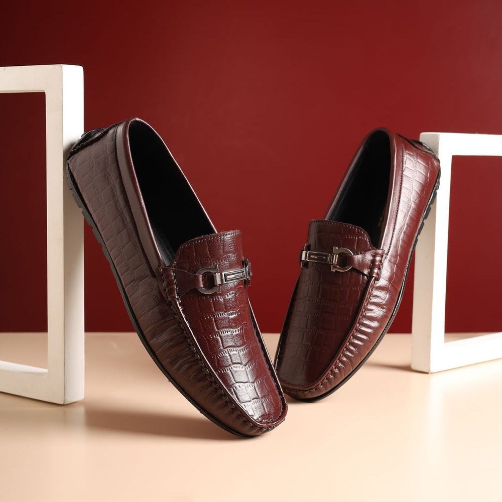 Hayes London | Cruze Driving Loafers – Brown Croco Genuine Leather Men’s Shoes