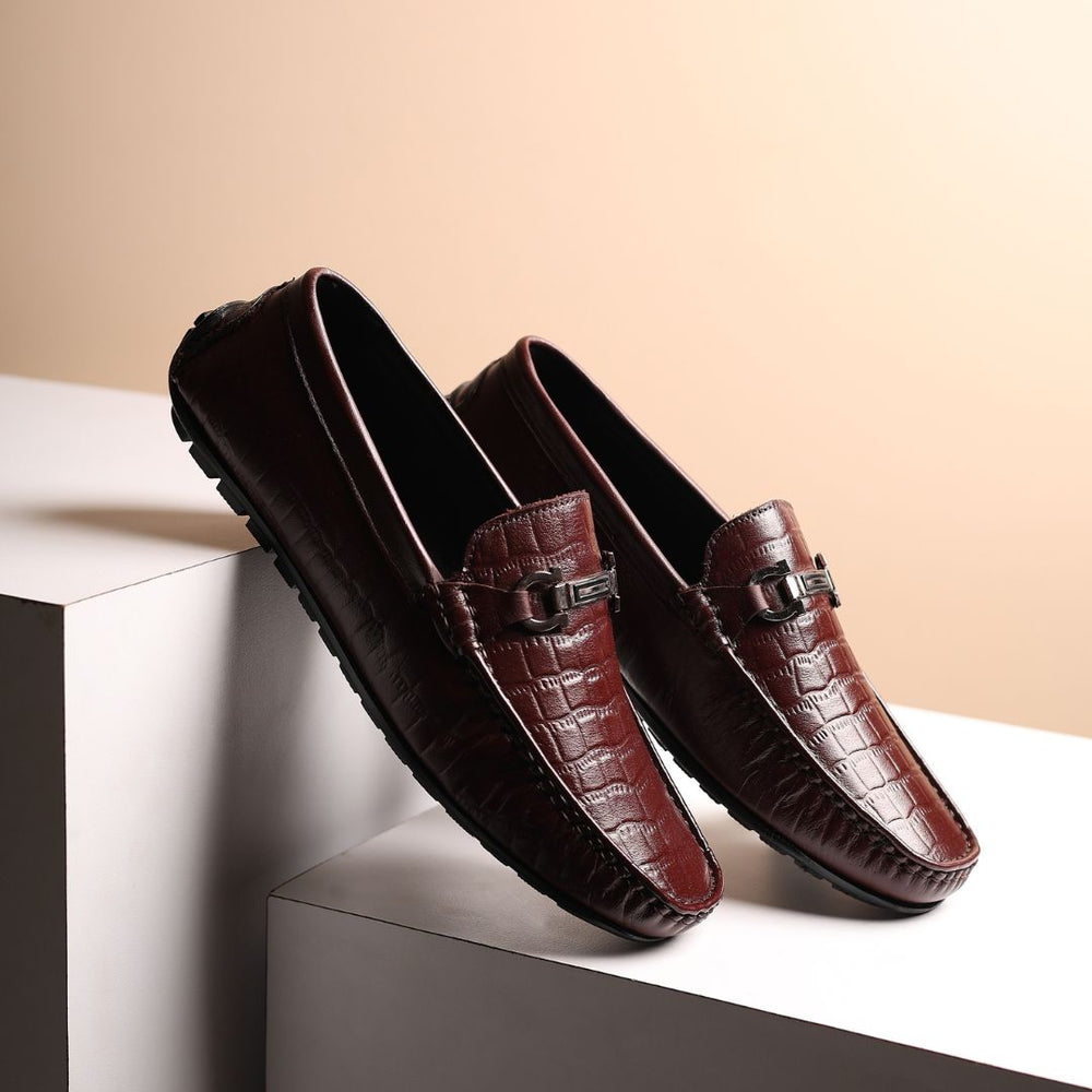 Hayes London | Cruze Driving Loafers – Brown Croco Genuine Leather Men’s Shoes