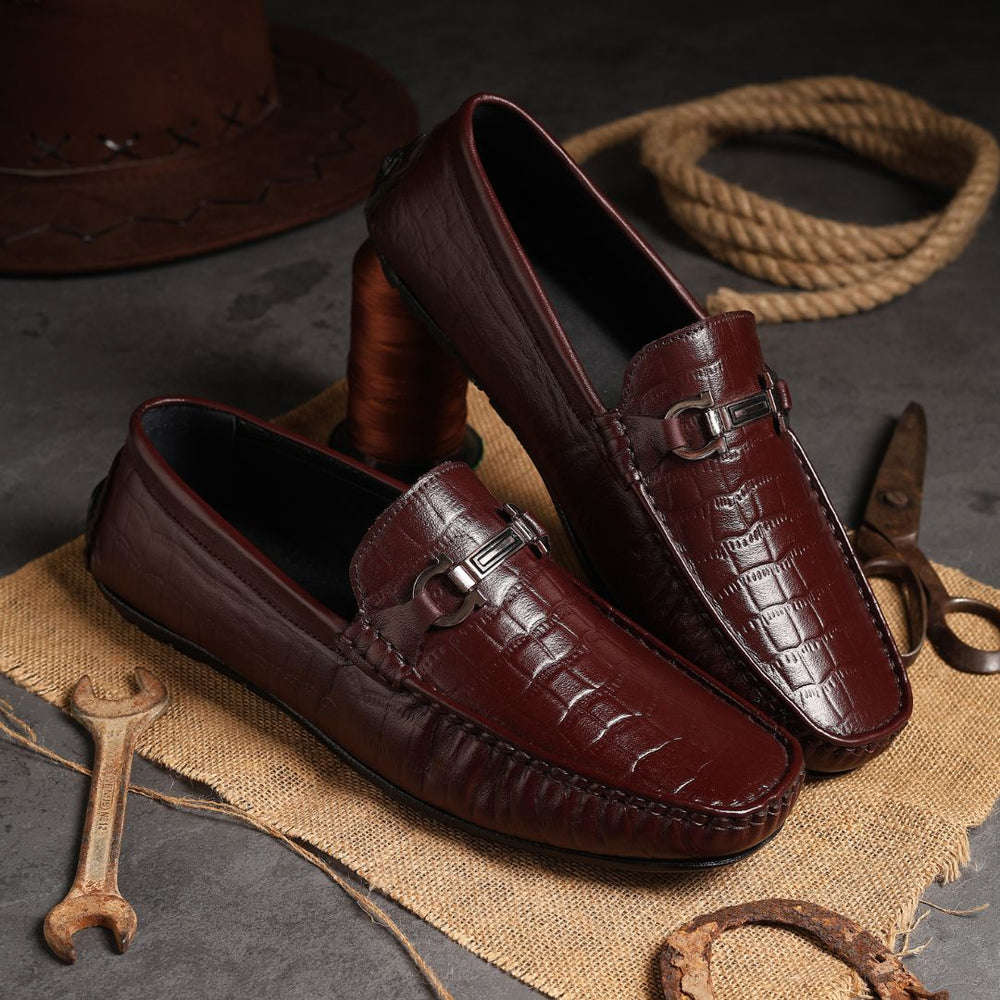 Hayes London | Cruze Driving Loafers – Brown Croco Genuine Leather Men’s Shoes
