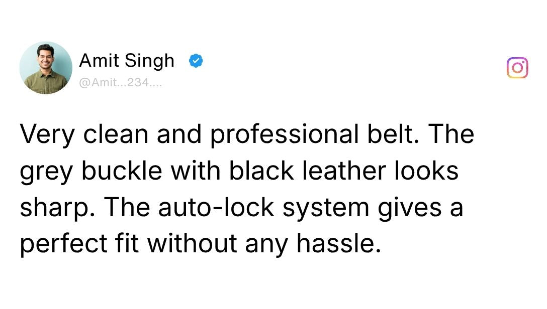 Vanguard Auto-Lock No-Hole Genuine Leather Belt for Men – Micro-Adjustable Smart Ratchet Belt for Formal, Office & Casual Wear (Plain Black Leather & Grey Buckle) Review 2