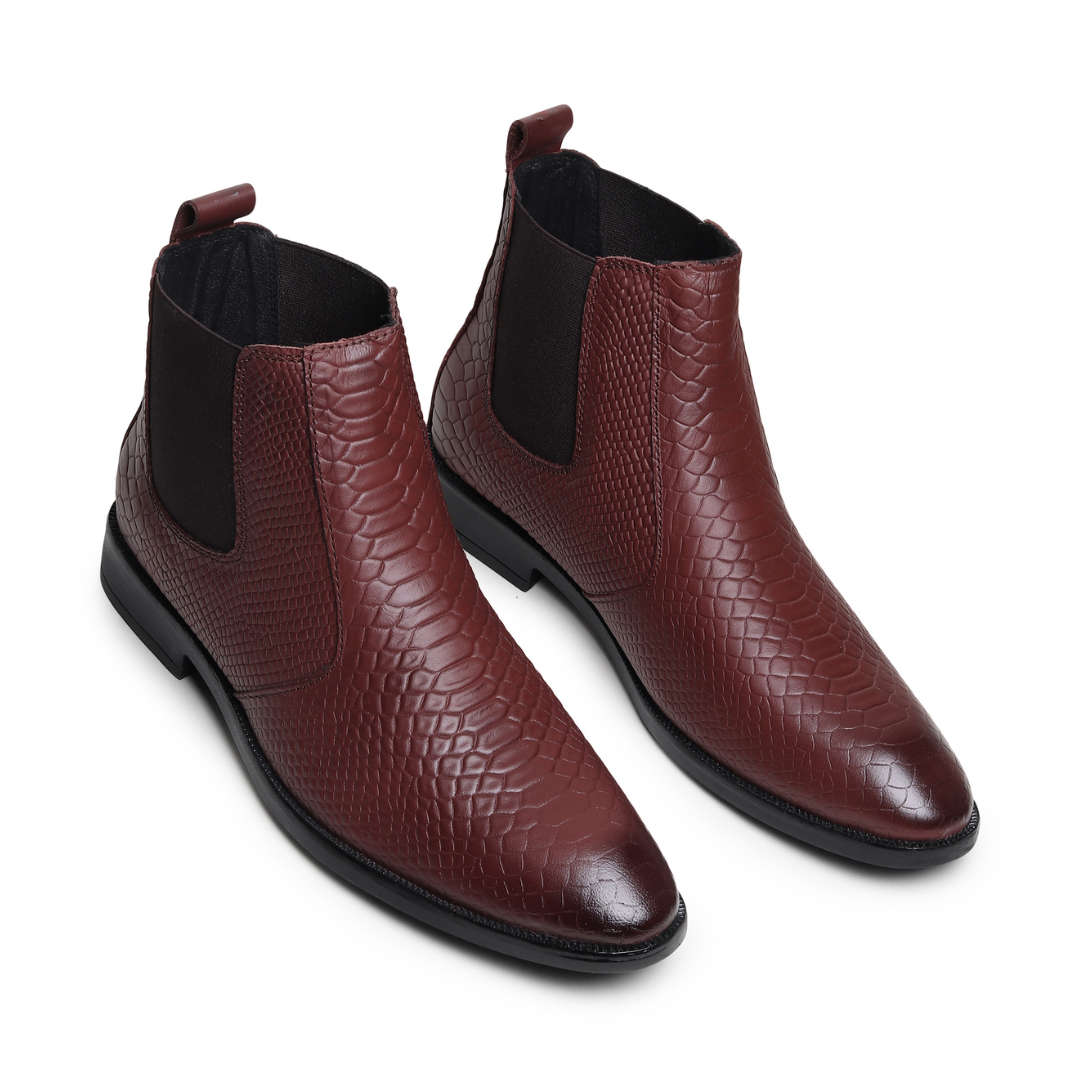 Hayes London | Hawk Chelsea Boots – Brown Textured Genuine Leather Men’s Shoes