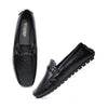 Hayes London | Torque Driving Loafers – Black Woven Embossed Genuine Leather Men’s Shoes