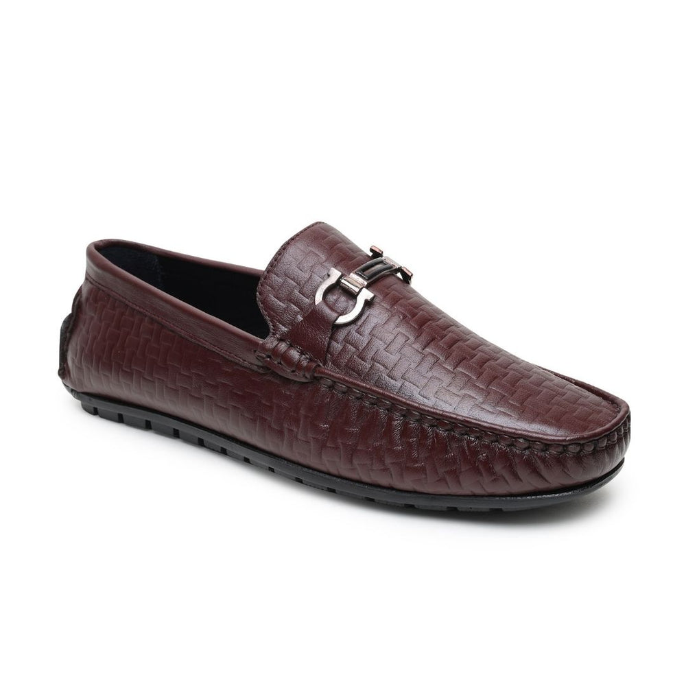 Hayes London | Torque Driving Loafers – Brown Woven Embossed Genuine Leather Men’s Shoes