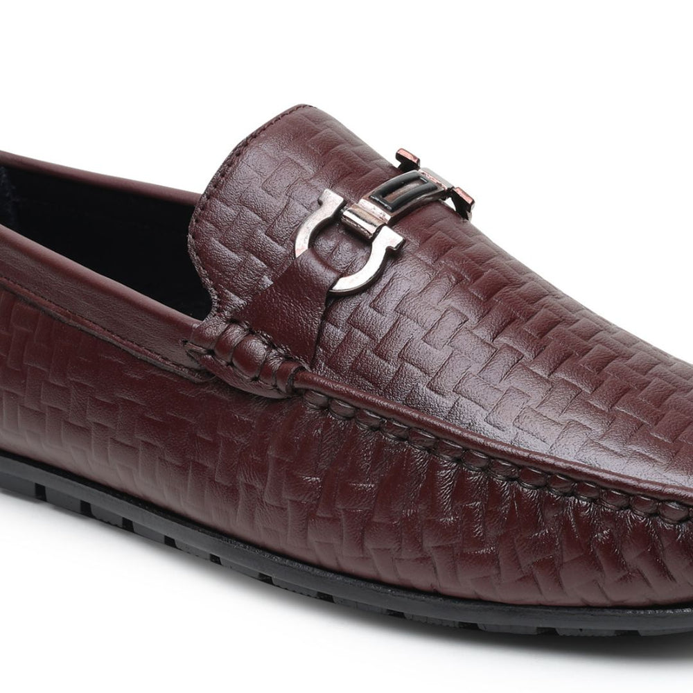 Hayes London | Torque Driving Loafers – Brown Woven Embossed Genuine Leather Men’s Shoes