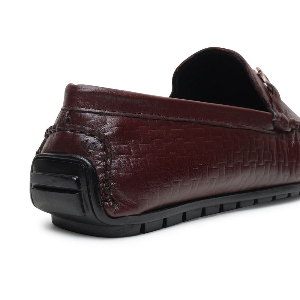 Hayes London | Torque Driving Loafers – Brown Woven Embossed Genuine Leather Men’s Shoes