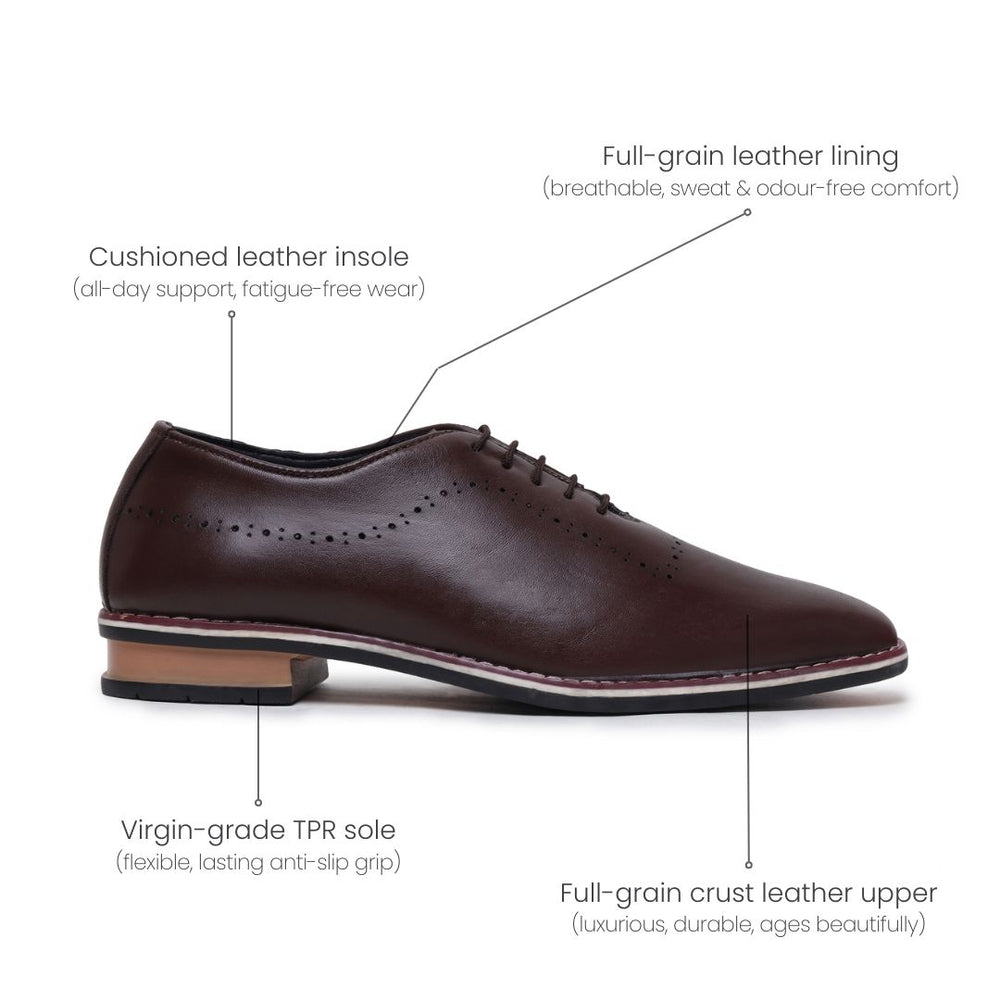 Hayes London | Shelby Wholecut Oxford Shoes – Brown Plain Genuine Leather Men’s Shoes