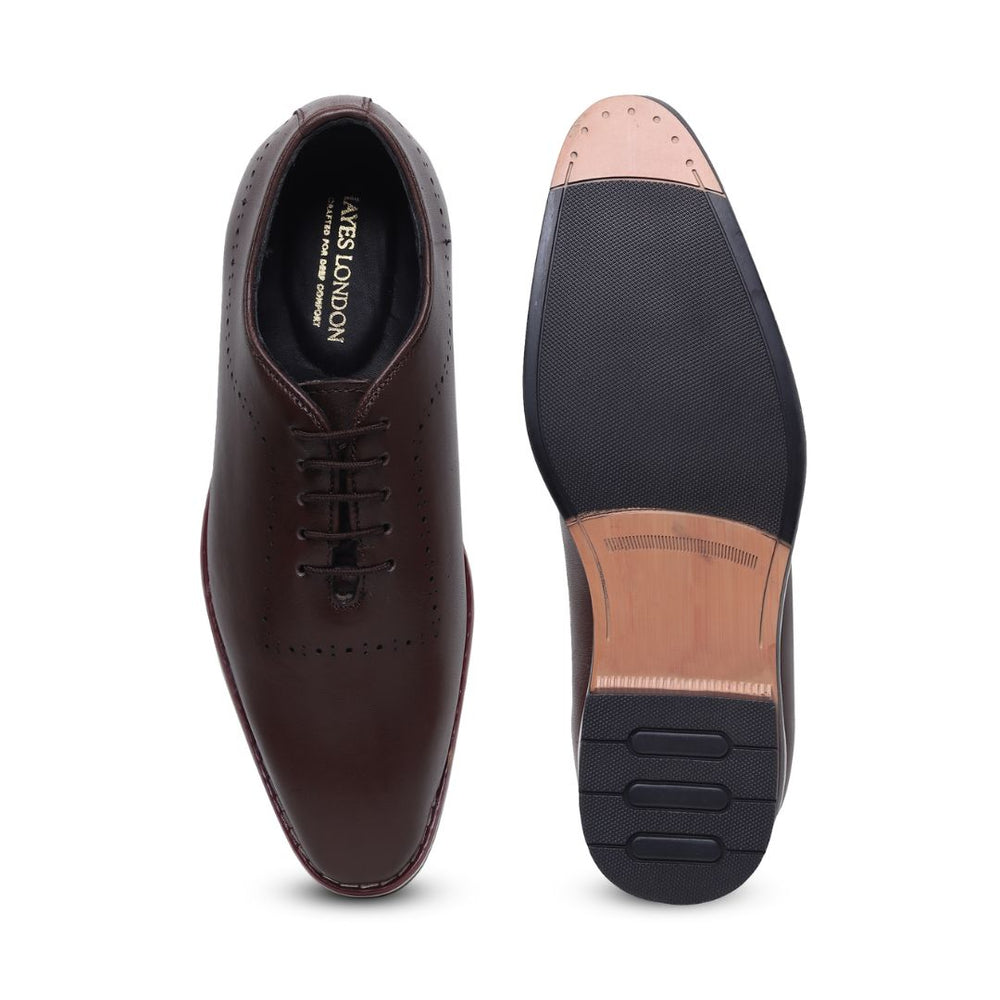 Hayes London | Shelby Wholecut Oxford Shoes – Brown Plain Genuine Leather Men’s Shoes
