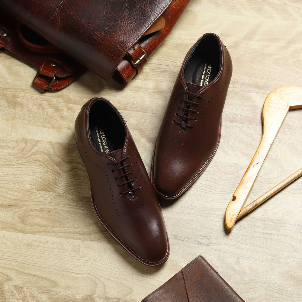 Hayes London | Shelby Wholecut Oxford Shoes – Brown Plain Genuine Leather Men’s Shoes