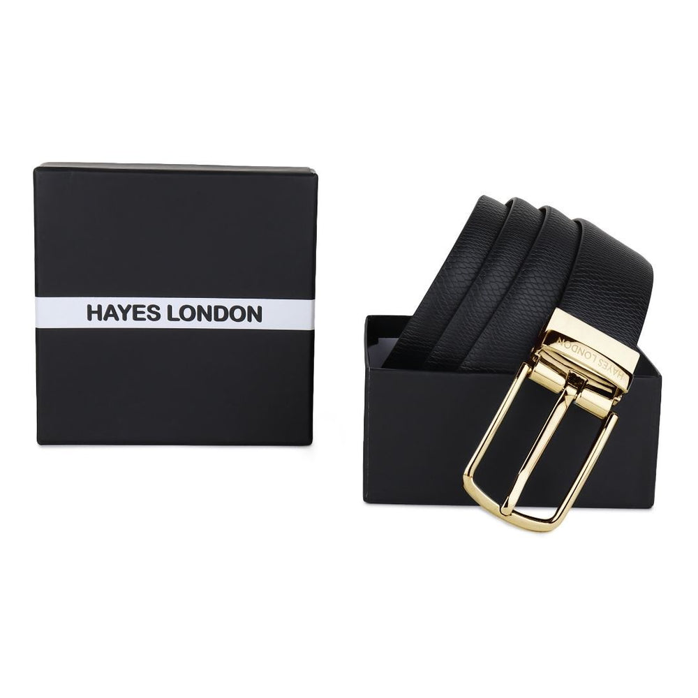 Hayes London | Italian Leather Reversible Black & Brown Belt For Men (Leather Texture: Viper)