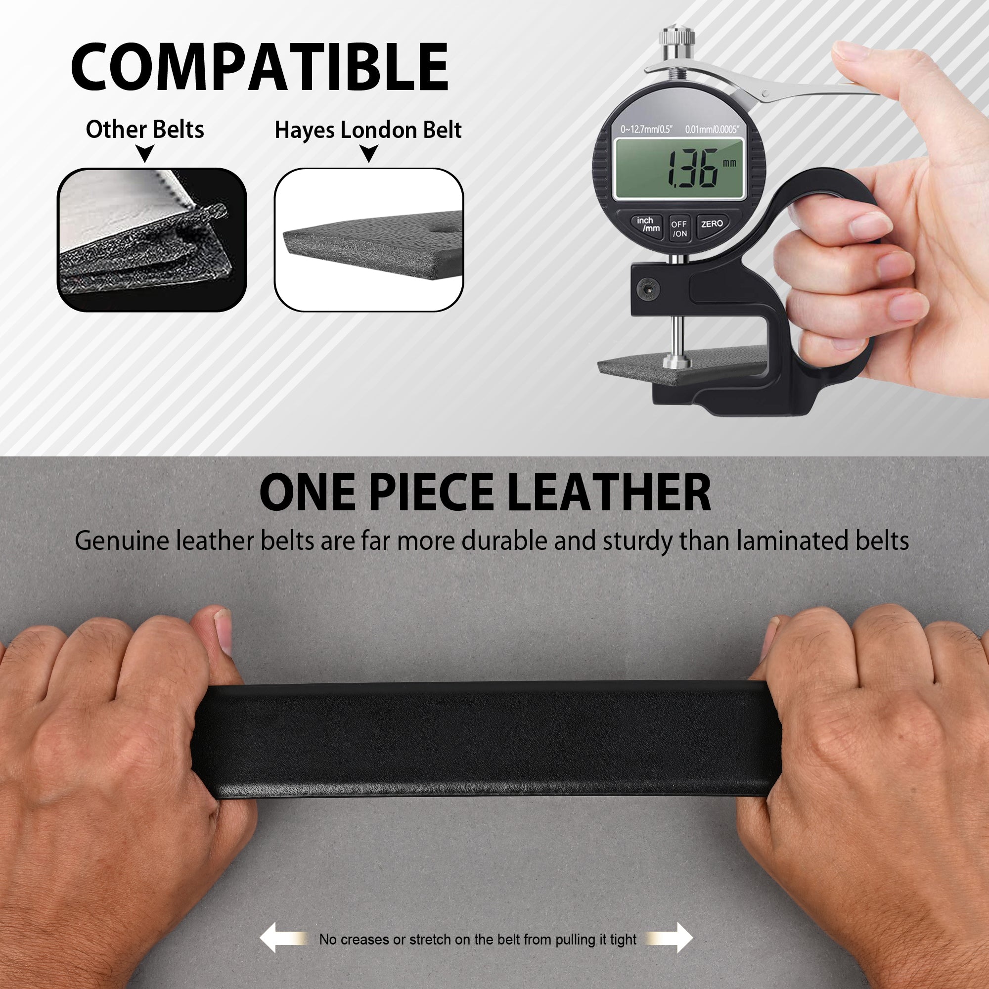 Hayes London | Italian Leather Reversible Black & Brown Belt For Men (Leather Texture: Plain)
