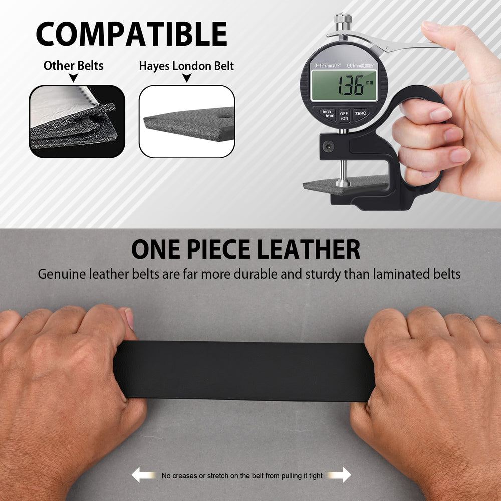 Hayes London | Black Genuine Leather Men's Belt (Leather Texture: Plain & Buckle Color: Silver)