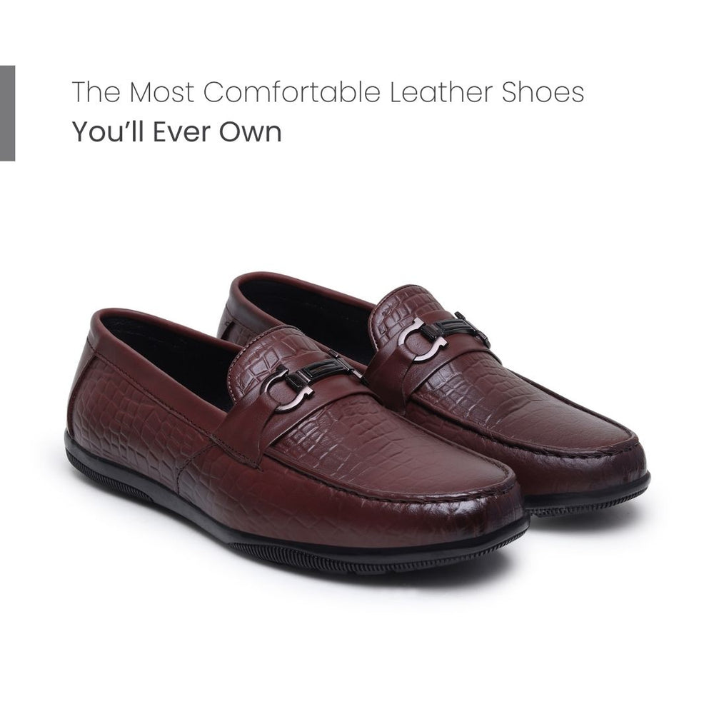 Hayes London | Jaxon Horsebit Loafers – Brown Croco Genuine Leather Men’s Shoes