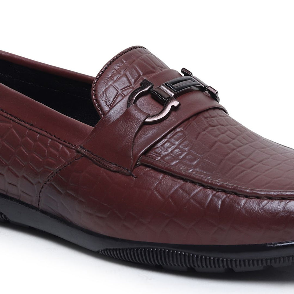 Hayes London | Jaxon Horsebit Loafers – Brown Croco Genuine Leather Men’s Shoes
