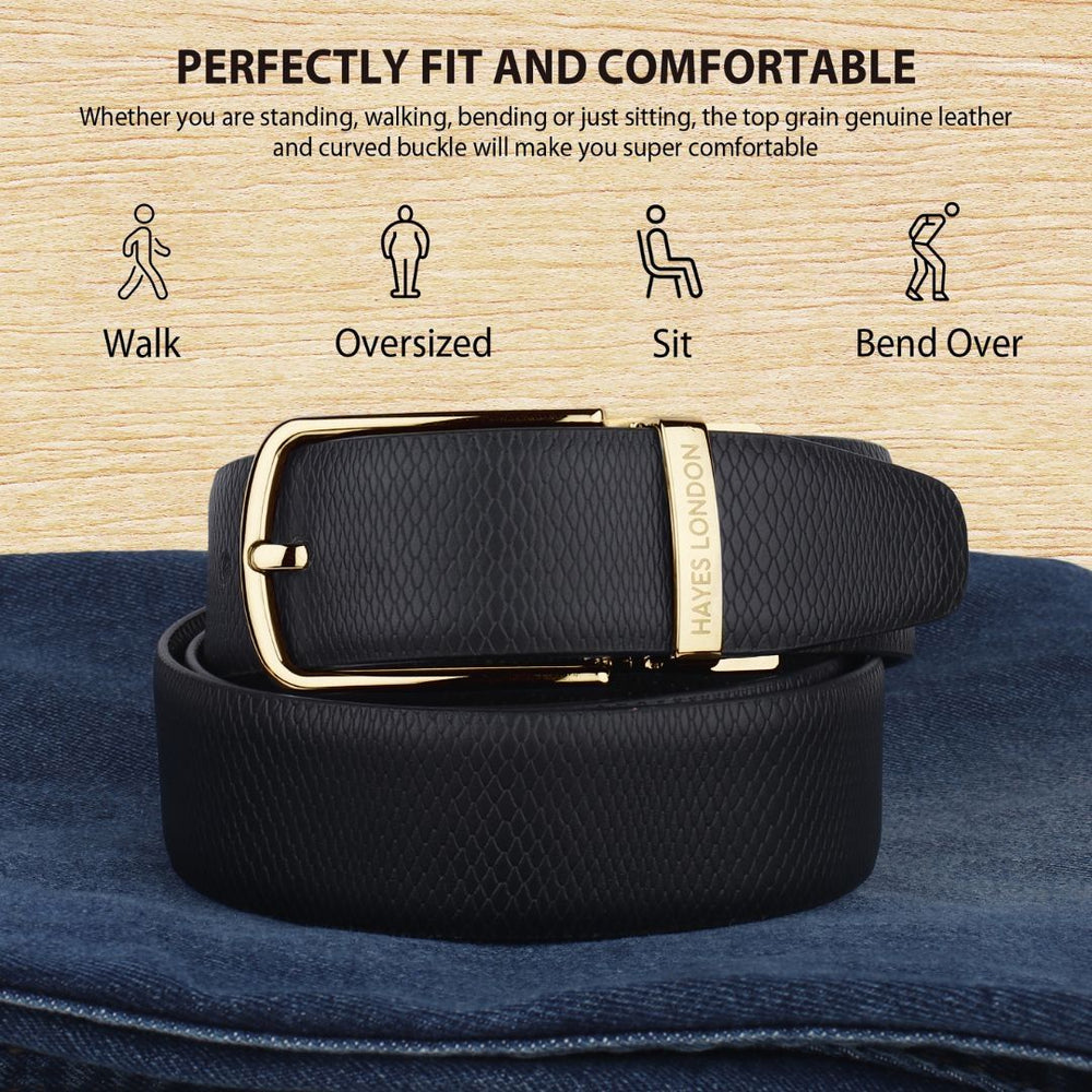Hayes London | Italian Leather Reversible Black & Brown Belt For Men (Leather Texture: Viper)