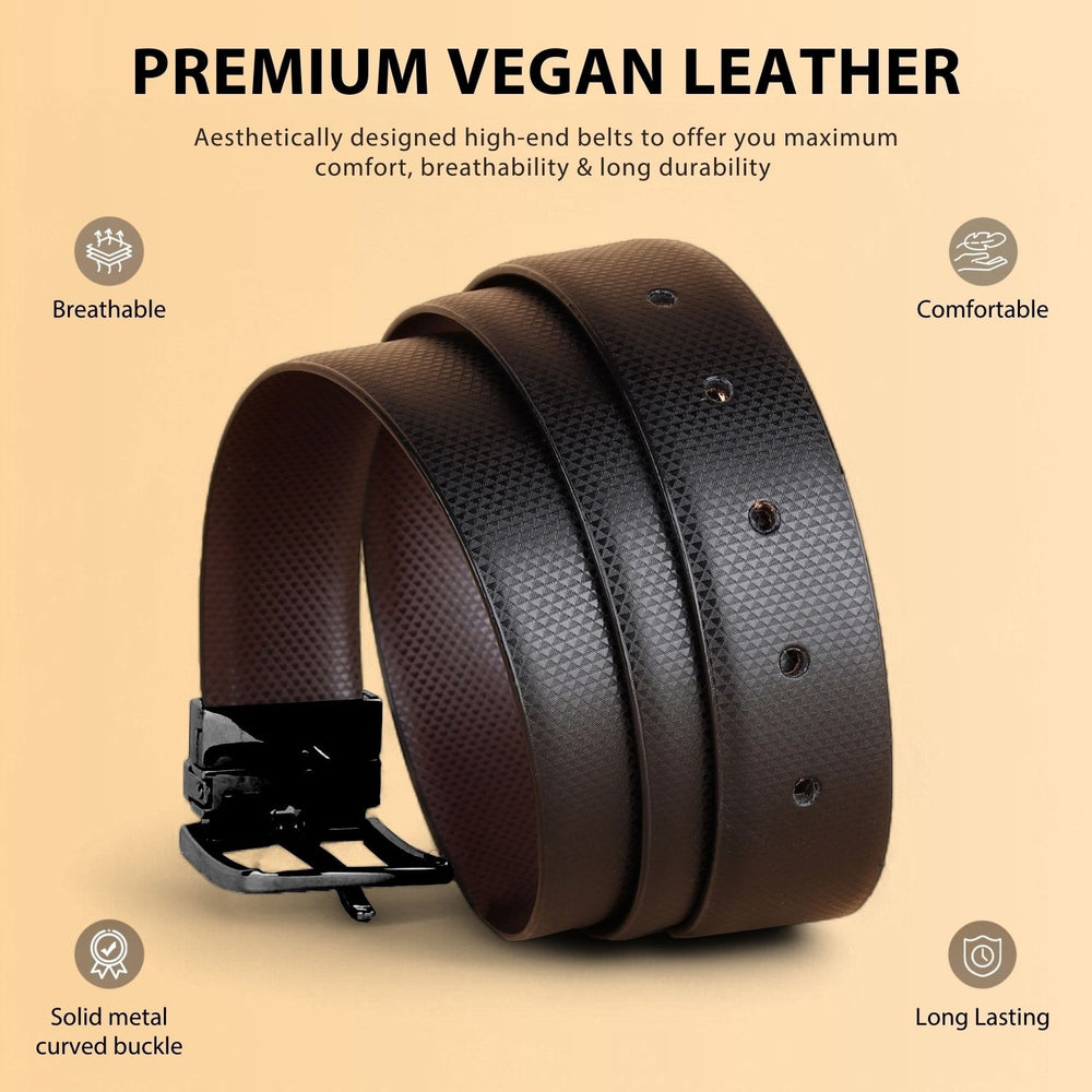 Hayes London | Reversible Black & Brown Vegan Leather Belt For Men (Leather Texture: Honeycomb)