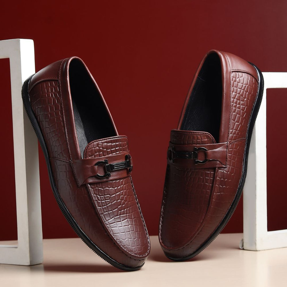 Hayes London | Jaxon Horsebit Loafers – Brown Croco Genuine Leather Men’s Shoes