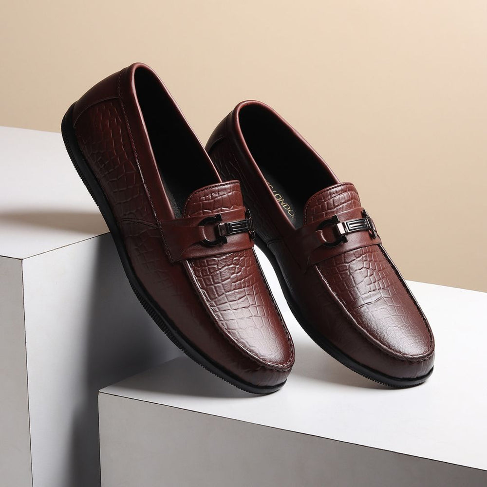 Hayes London | Jaxon Horsebit Loafers – Brown Croco Genuine Leather Men’s Shoes