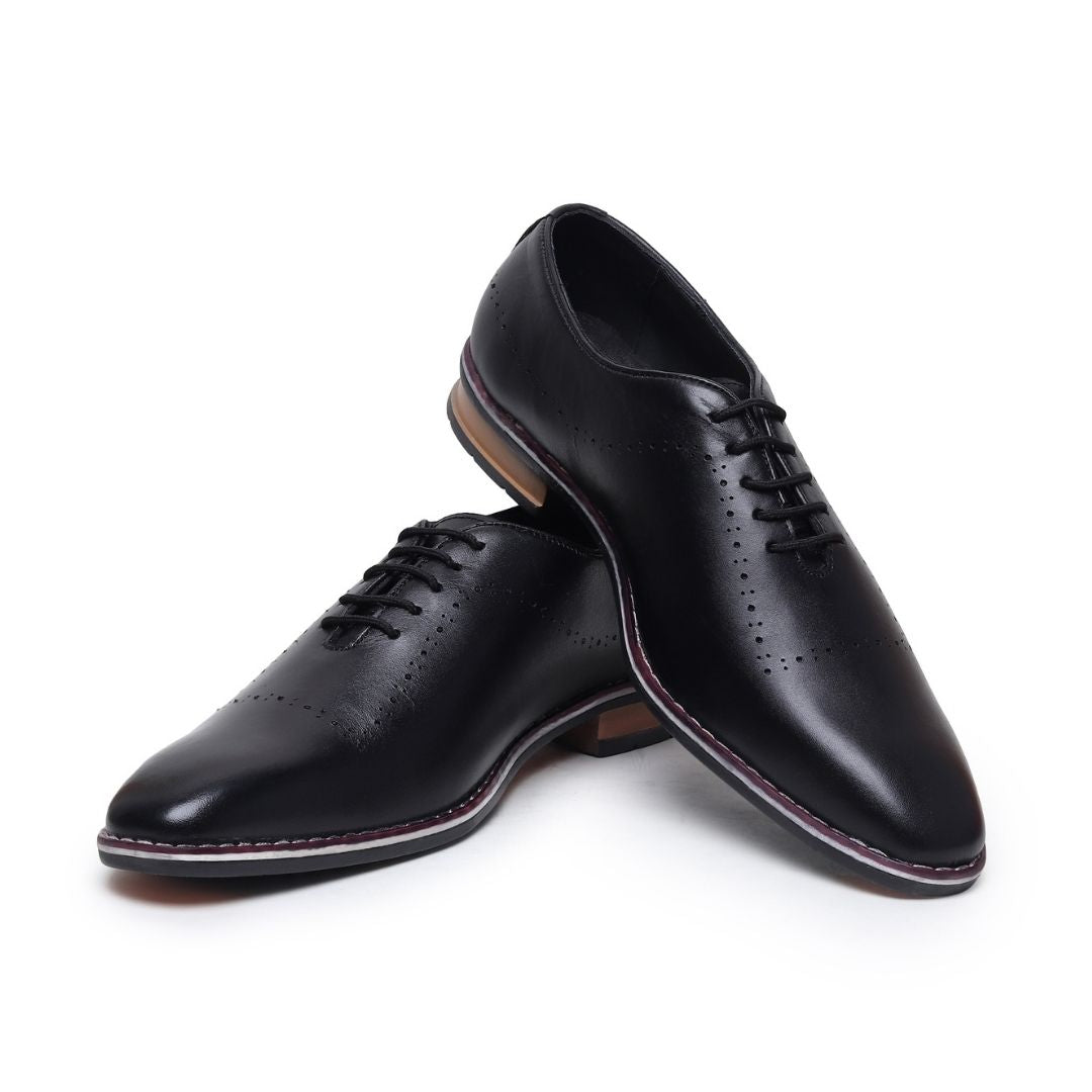 Hayes London | Shelby Wholecut Oxford Shoes – Black Plain Genuine Leather Men’s Shoes