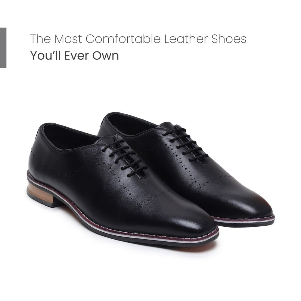 Hayes London | Shelby Wholecut Oxford Shoes – Black Plain Genuine Leather Men’s Shoes